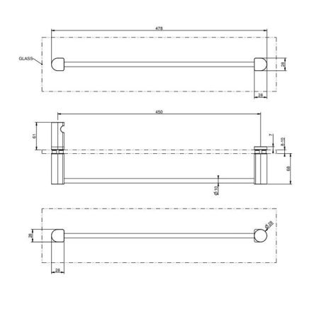 GESSI Rilievo Полотенцедержатель, 45 см, цвет: nero XL