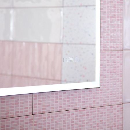 Зеркало Бриклаер ЛОФТ 60 см, сенсор на зеркале бесконтактный, часы, артикул 4627125415722