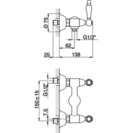 CISAL Arcana Toscana Смеситель для душа без душевого комплекта, цвет золото/белый, артикул TS00044124