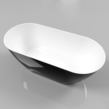 Ванна WHITECROSS Coral A 165x75 (черный/белый глянец) иск. камень