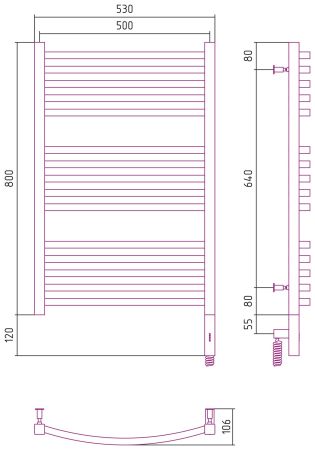 Полотенцесушитель электрический АРКУС 3.0 800х500 МЭМ правый (Белый), артикул 12-5705-8050