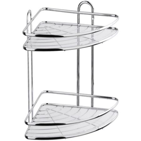 Полка для ванной комнаты и кухни угловая двойная, Floria 258*258*335 FORA (Фора)