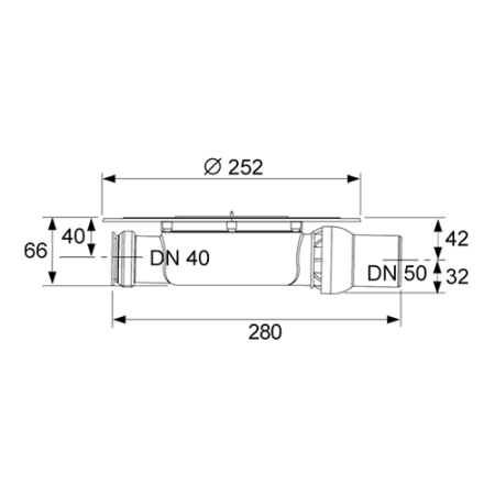 Сифон низкий горизонтальный DN50, артикул 3601400
