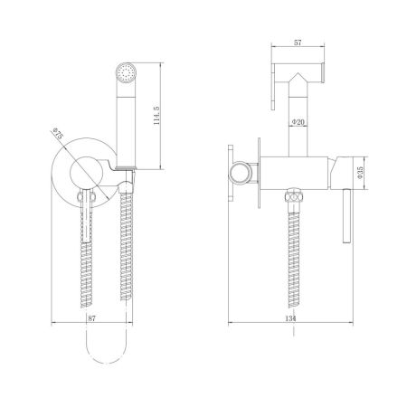 Гигиенический душ со смесителем FASHUN A7505, хром