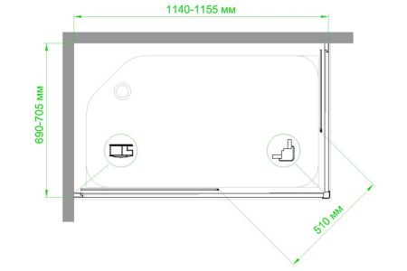 Душевой уголок Royal Bath RB HPD-C 115х70х200 (матовое), артикул RB7115HPD-C