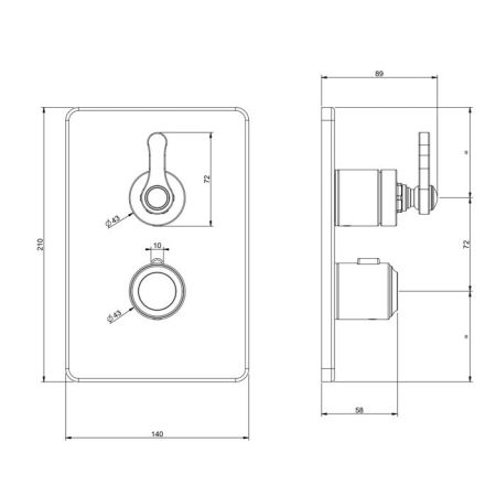 GESSI VENTI20 Смеситель встраиваемый, термостатический, с запорным вентилем, внешняя часть, цвет Finox Brushed Nickel, артикул 65133#149