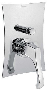 Emmevi Ares, встраиваемый в стену однорычажный смеситель для душа на 2 выхода, с кнопочным дивертером, цвет брашированный хром