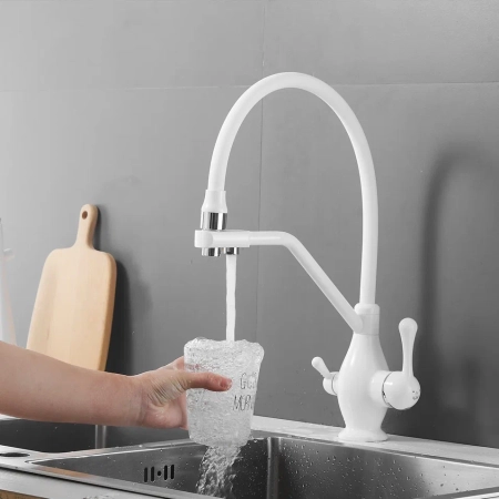 Смеситель для кухни Rose R858C, белый