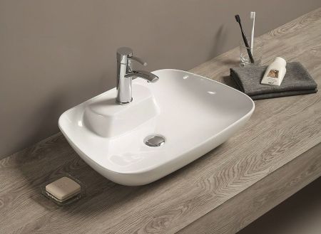 Раковина керамическая накладная AM-78358, цвет белый, 605х420х120, артикул AM-78358