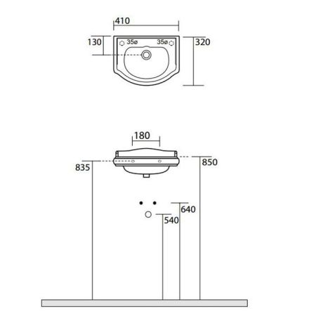KERASAN Retro Раковина 410х320мм без отв. под смеситель, цвет белый