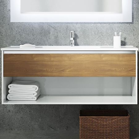 Тумба с раковиной SanVit Контур 120 kkont120 с фактурой под дерево подвесная Акация светлая, артикул kkont120