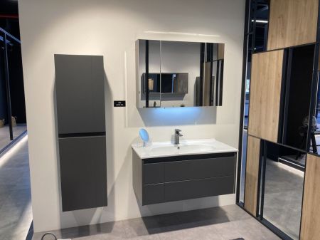 Тумба с раковиной ORKA Likya 100 подвесная, антрацит матовый