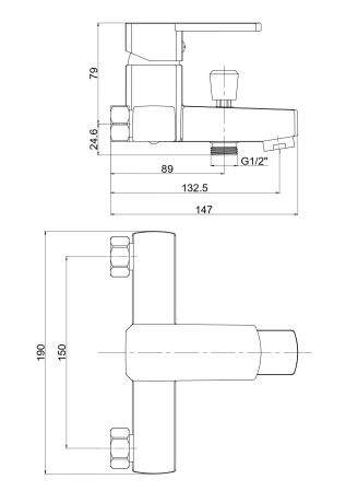 Смеситель Iceberg  для ванны, с коротким изливом, без акс., артикул: IC54, артикул IC54