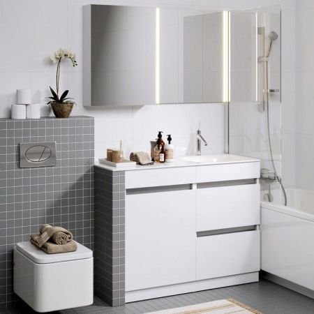 "Forma" тумба под умывальник с корзиной слева, цвет белый, FOR0105KL, ТМ «AQWELLA», артикул FOR0105KL