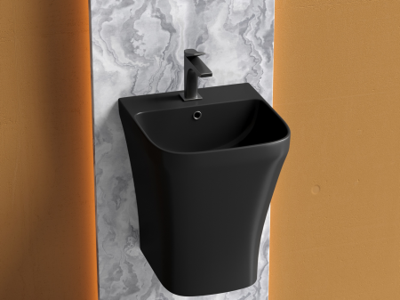 Раковина моноблок подвесная Дион (Dion) 365x406x447, цвет черный матовый, арт. CN6067MB, артикул CN6067MB