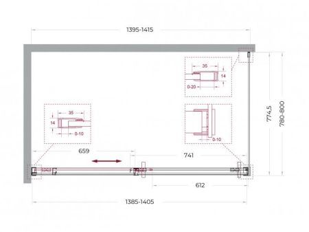 SOFT_CLOSE-1-AH-1-140/90-C-GM Душевой уголок, артикул SOFT_CLOSE-1-AH-1-140/90-C-GM