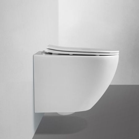 Унитаз ABBER BEQUEM AC1100 подвесной белый, безободковый, артикул AC1100
