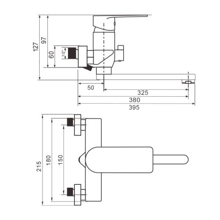 Смеситель для ванны WesnaArt RAY11-320, хром, артикул RAY11-320