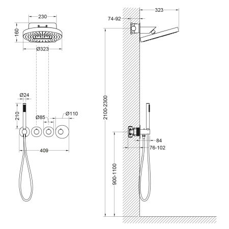 Душевая система встроенная с термостатом Timo Saona SX-2329/17SM золото матовое, артикул SX-2329/17SM