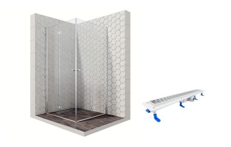 Душевой уголок Ambassador Diamond 12011110-ST5, квадратный, линейный трап, 100х100, артикул 12011110-ST5