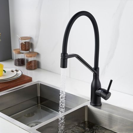 Смеситель для кухни с гибким изливом Shevanik S343H-3, черный