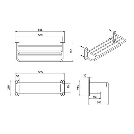 Полка для полотенец FIXSEN HOTEL FX-31015A, хром, артикул FX-31015A