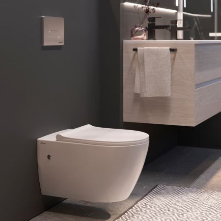 Унитаз BERGES подвесной MASCON  Rimless 57 см, сиденье дюропласт Toma Slim SO, микролифт, быстросьем, артикул 082128