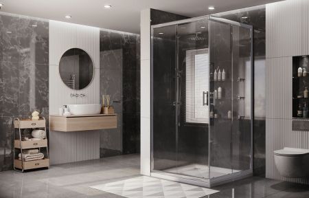 Душевой уголок Ambassador Kingston 14011102-MA1, квадратный, точечный трап, 90х90, артикул 14011102-MA1