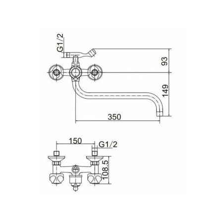 Смеситель для ванны FASHUN A2626-3, хром