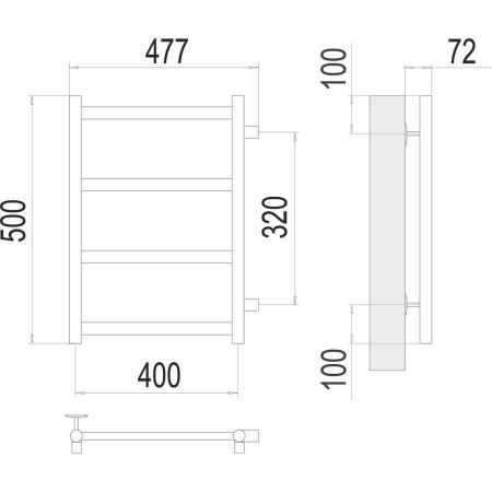 Полотенцесушитель водяной (боковое подключение) Terminus Аврора П4 40х50, артикул 4670078529855
