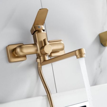 Смеситель для ванны Shevanik S9902G, золотой сатин, артикул S9902G