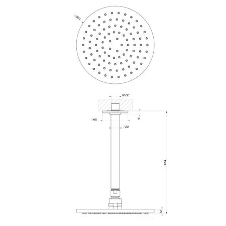 GESSI INCISO Потолочная душевая головка шарнирная на 1/2", Ø200 мм, цвет: finox, артикул 58152#149
