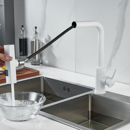 Смеситель для кухни с мультифункциональным изливом Raffine F203C, белый