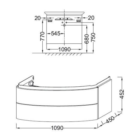 Тумба под раковину Jacob Delafon Presquile 130 EB1105-G1C подвесная Белая глянцевая, артикул EB1105-G1C