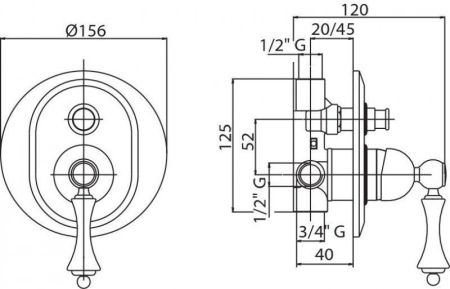 Встраиваемый смеситель для душа CEZARES MARGOT-VDIM, артикул MARGOT-VDIM-02-Bi