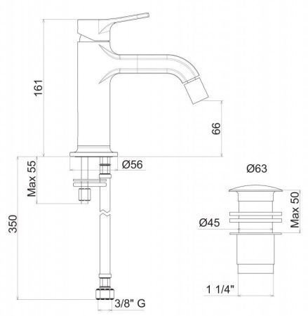 Смеситель для биде CEZARES FUSION-BSM1