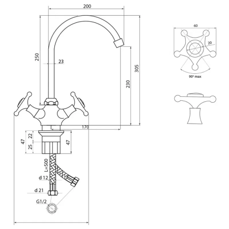 Смеситель для кухни Славен СЛ-ДВ-И22, хром
