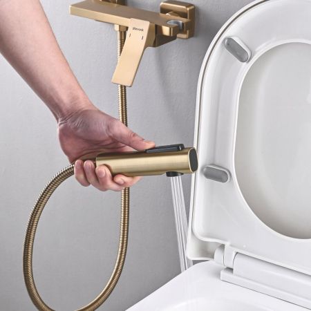 Гигиенический душ со смесителем Shevanik S6105G-1, золотой сатин