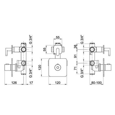 Смеситель для душа встраиваемый с термостатом Webert Living LV971302345, никель, артикул LV971302345