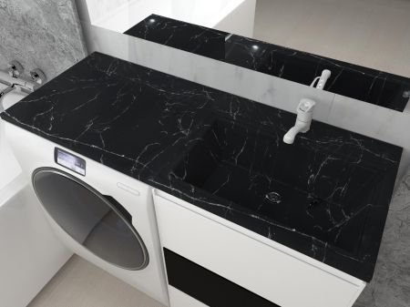 Раковина над стиральной машиной Мадлен 120 правая, черный мрамор