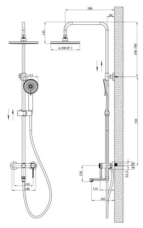 Душевая система со смесителем Sochi, артикул: SC260CR, ESKO