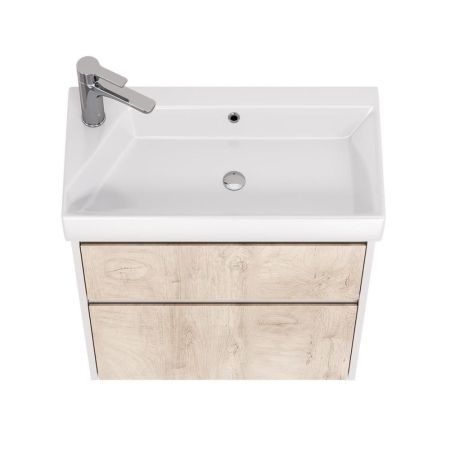 Тумба с раковиной подвесная Dreja Slim 65 см, белый/дуб кантри, артикул 99-0501-com