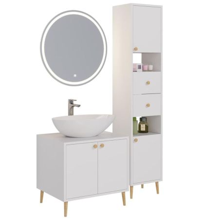 Тумба с раковиной напольная Dreja Luno 60 см, белый, артикул 99-2001-com