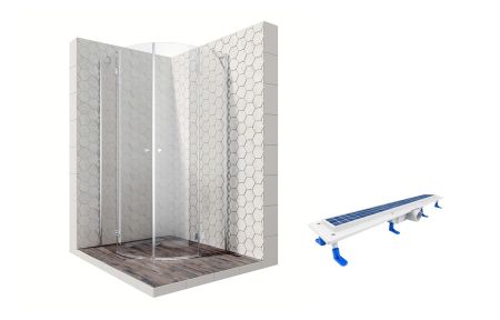 Душевой уголок Ambassador Diamond 12011101-ST1, полукруглый, линейный трап, 90х90, артикул 12011101-ST1