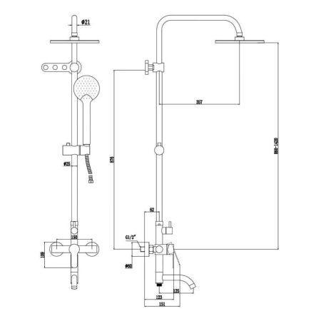 Душевая система Fmark FS8245A, хром