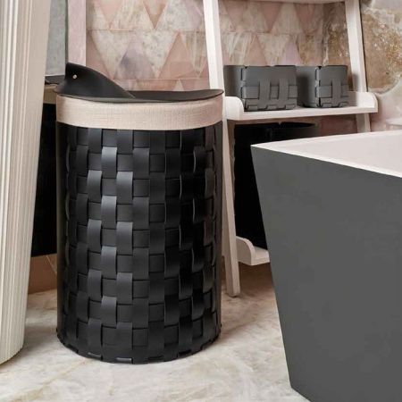 ADJ Круглая корзина для белья Bottega, D40xH57 см., цвет: черный/серый, артикул 1057.01/03