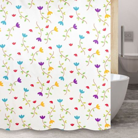 Штора для ванной комнаты Savol S-01718Y, цветы, артикул S-01718Y