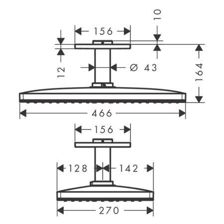 HG Rainmaker Select 460  Верхний душ 466x270мм, потолочный держатель, 1jet, цвет: черный/хром