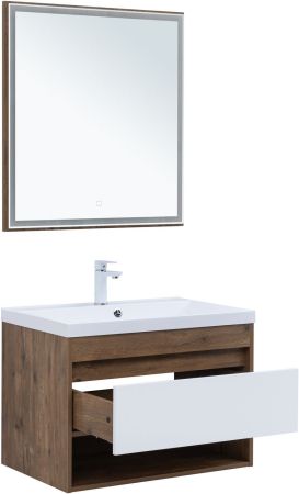 Тумба под раковину Aquanet Тренд 75 дуб рустикальный/белый сатин, артикул 00345118