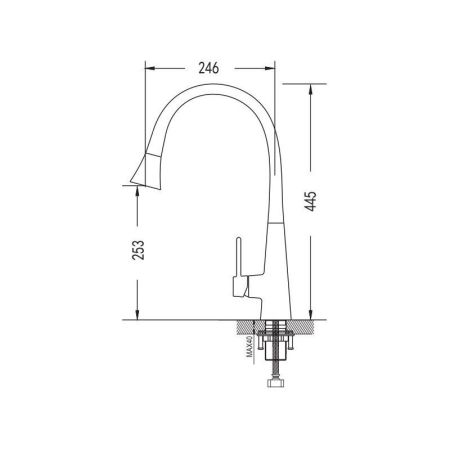 Смеситель для кухни с гибким изливом и режимом "душ" Rose R213H, черный